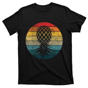 Retro Sunset Pineapple Swinger Upside Tropical Summer Fruit T-Shirt