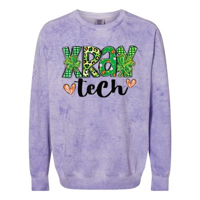 Radiology St. PatrickS Day Xray Tech Leopard Shamrock Colorblast Crewneck Sweatshirt