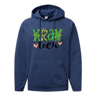 Radiology St. PatrickS Day Xray Tech Leopard Shamrock Performance Fleece Hoodie