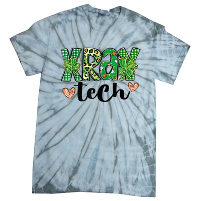 Radiology St. PatrickS Day Xray Tech Leopard Shamrock Tie-Dye T-Shirt