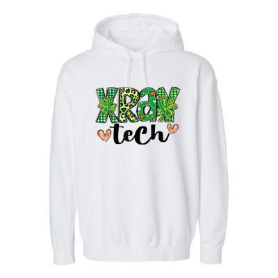 Radiology St. PatrickS Day Xray Tech Leopard Shamrock Garment-Dyed Fleece Hoodie