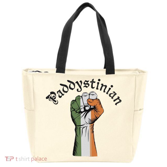 Retro Strong Paddystinian Irish Palestine Flag Zip Tote Bag