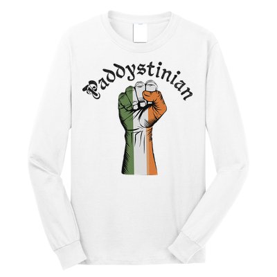 Retro Strong Paddystinian Irish Palestine Flag Long Sleeve Shirt