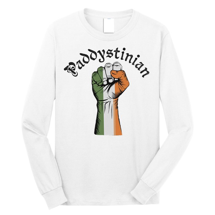 Retro Strong Paddystinian Irish Palestine Flag Long Sleeve Shirt