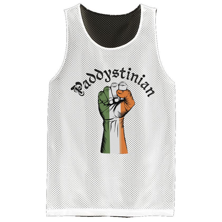 Retro Strong Paddystinian Irish Palestine Flag Mesh Reversible Basketball Jersey Tank