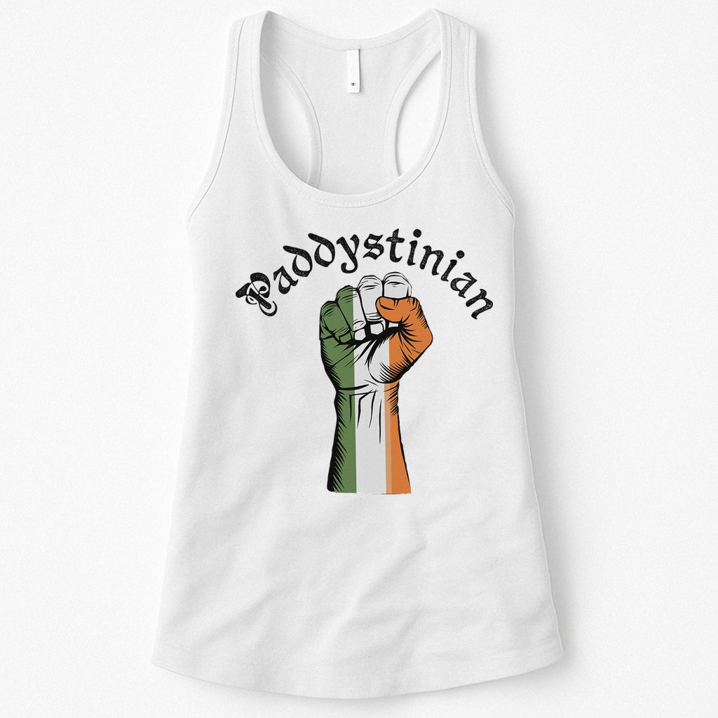 Retro Strong Paddystinian Irish Palestine Flag Womens Tank Top
