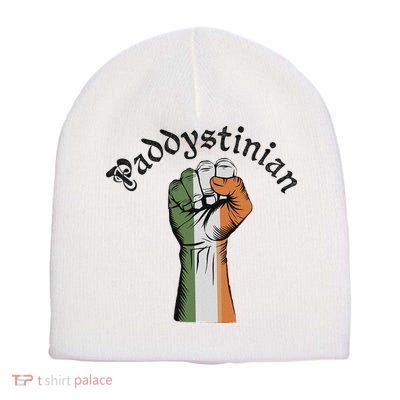 Retro Strong Paddystinian Irish Palestine Flag Short Acrylic Beanie