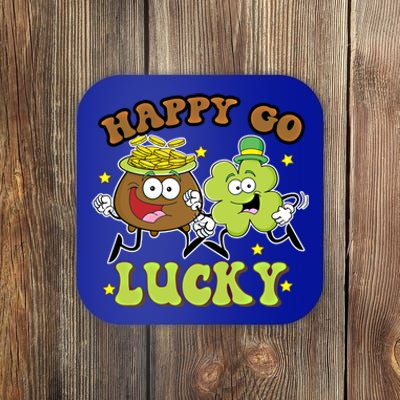 Retro St Patrick's Day Happy Go Lucky Pot Of Gold Clover Cool Gift Coaster