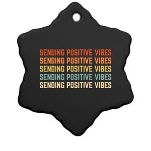 Retro Sending Positive Vibes Saying Ceramic Star Ornament