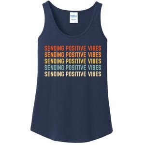 Retro Sending Positive Vibes Saying Ladies Essential Tank