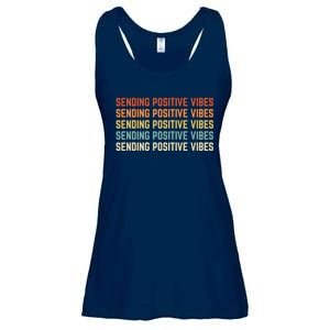 Retro Sending Positive Vibes Saying Ladies Essential Flowy Tank