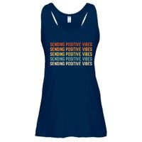 Retro Sending Positive Vibes Saying Ladies Essential Flowy Tank