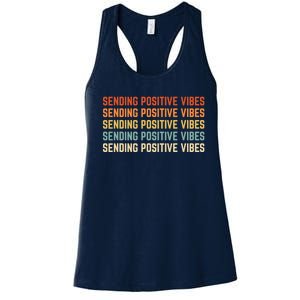 Retro Sending Positive Vibes Saying Women's Racerback Tank