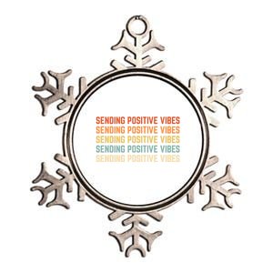 Retro Sending Positive Vibes Saying Metallic Star Ornament