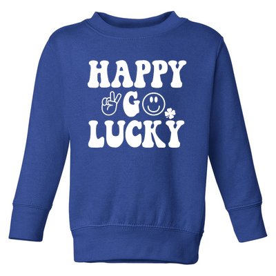 Retro St Patrick's Day Happy Go Lucky Shamrock Irish Clover Gift Toddler Sweatshirt