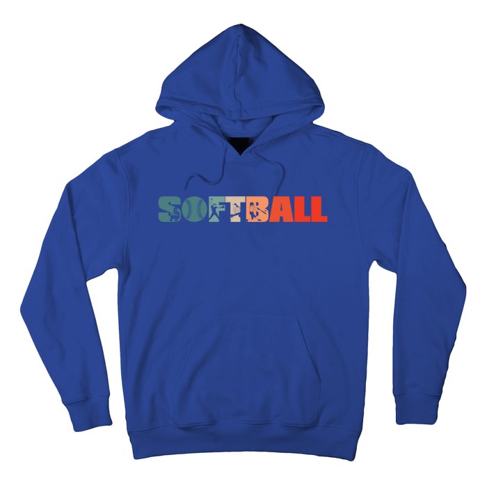 Retro Softball Player Vintage Pitcher Catcher Softball Great Gift Hoodie