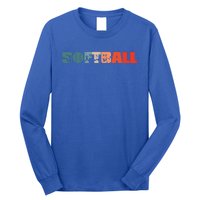 Retro Softball Player Vintage Pitcher Catcher Softball Great Gift Long Sleeve Shirt