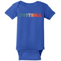 Retro Softball Player Vintage Pitcher Catcher Softball Great Gift Baby Bodysuit