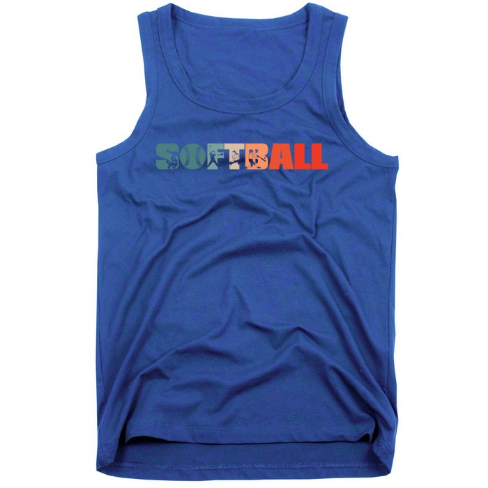 Retro Softball Player Vintage Pitcher Catcher Softball Great Gift Tank Top