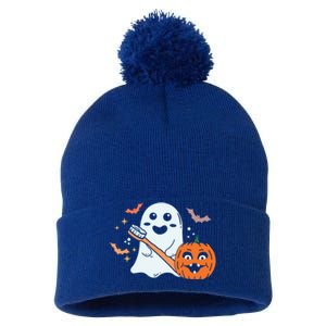 Retro Spooky Pediatric Dentist Dental Assistance Halloween Meaningful Gift Pom Pom 12in Knit Beanie