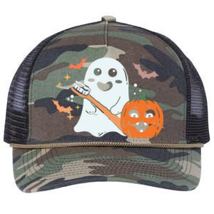 Retro Spooky Pediatric Dentist Dental Assistance Halloween Meaningful Gift Retro Rope Trucker Hat Cap