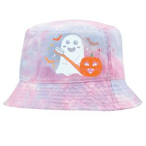 Retro Spooky Pediatric Dentist Dental Assistance Halloween Meaningful Gift Tie-Dyed Bucket Hat