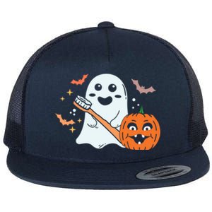 Retro Spooky Pediatric Dentist Dental Assistance Halloween Meaningful Gift Flat Bill Trucker Hat