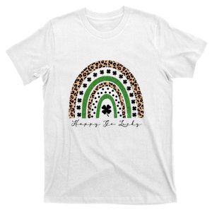 Rainbow St Patricks Day Leopard Print Happy Go Lucky T-Shirt