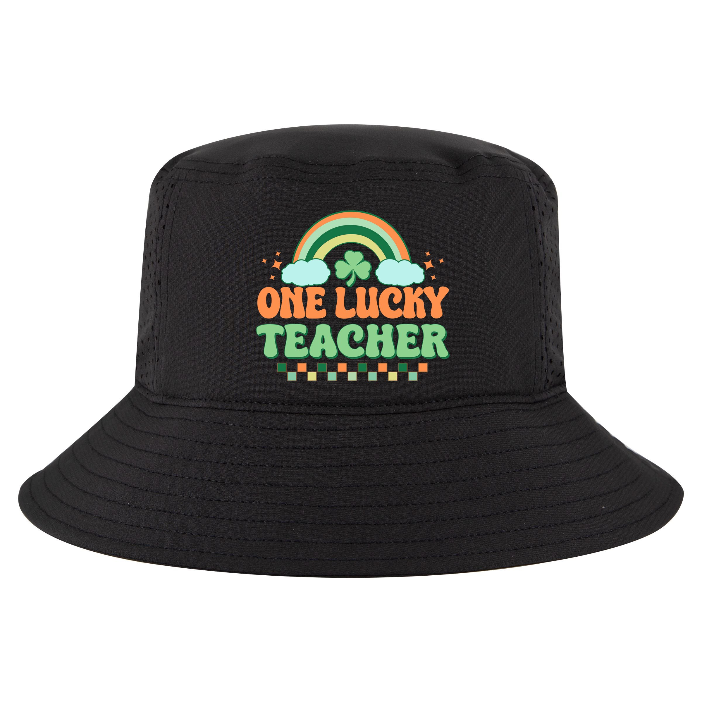 Retro St Patricks Day One Lucky Teacher Cool Comfort Performance Bucket Hat