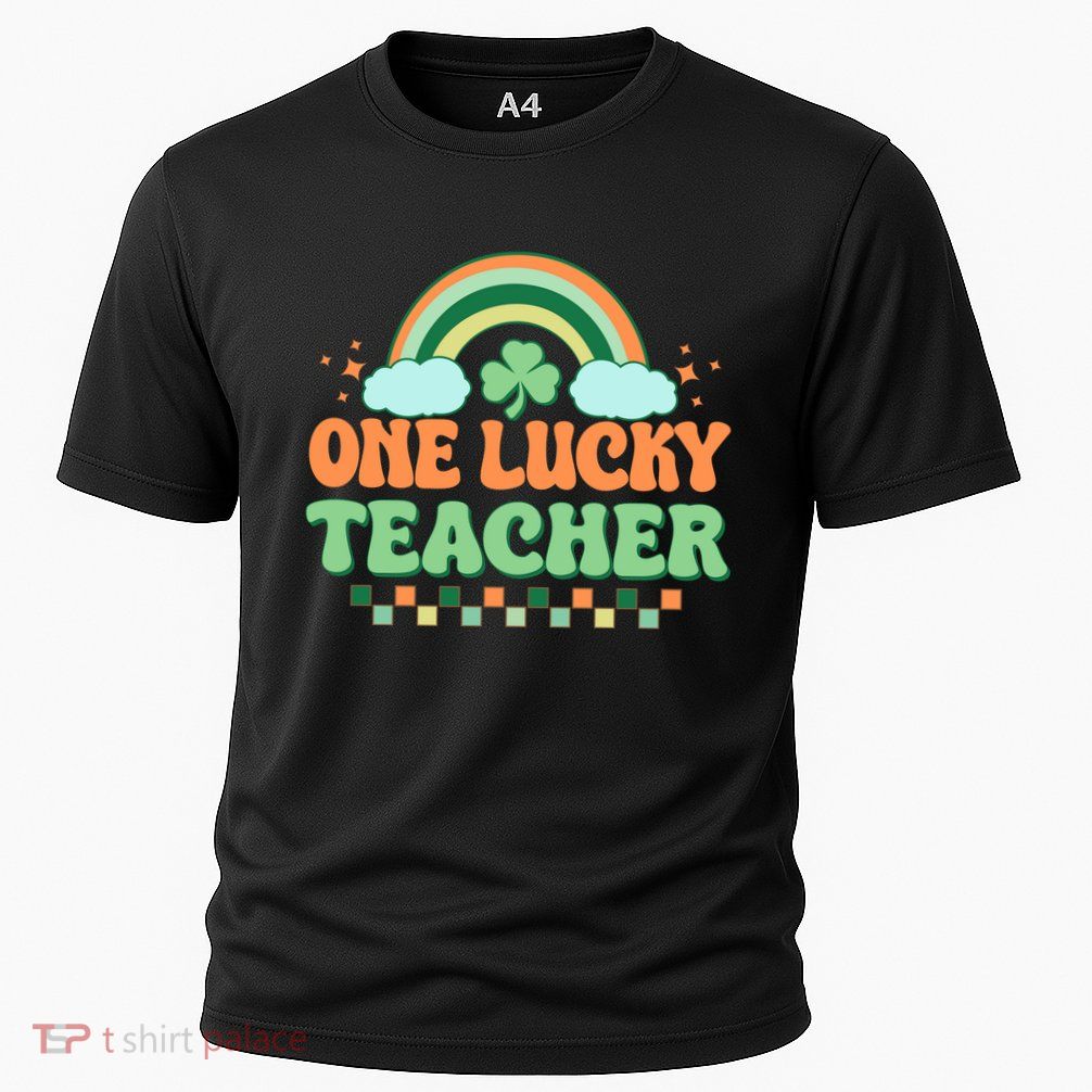 Retro St Patricks Day One Lucky Teacher Cooling Performance Crew T-Shirt