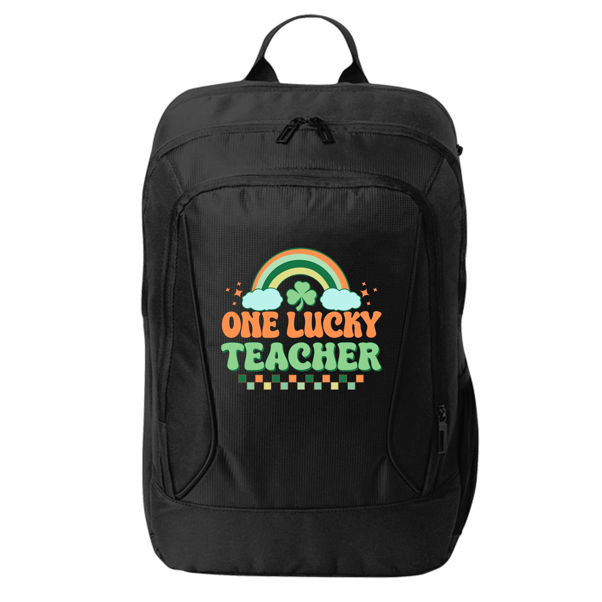 Retro St Patricks Day One Lucky Teacher City Backpack