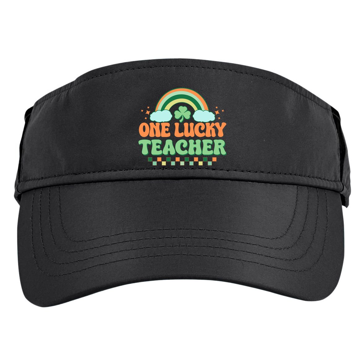 Retro St Patricks Day One Lucky Teacher Adult Drive Performance Visor