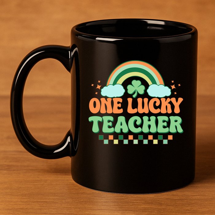 Retro St Patricks Day One Lucky Teacher 11oz C Handle Ceramic Mug