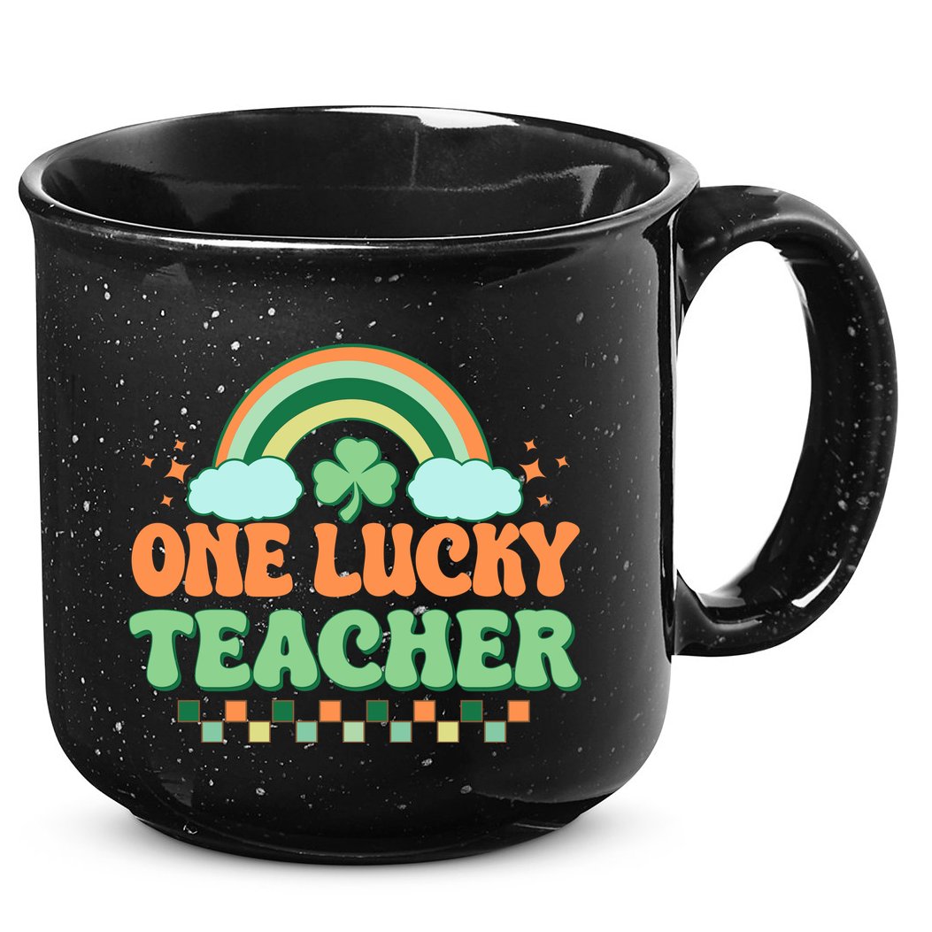 Retro St Patricks Day One Lucky Teacher 15oz Campfire Ceramic Mug