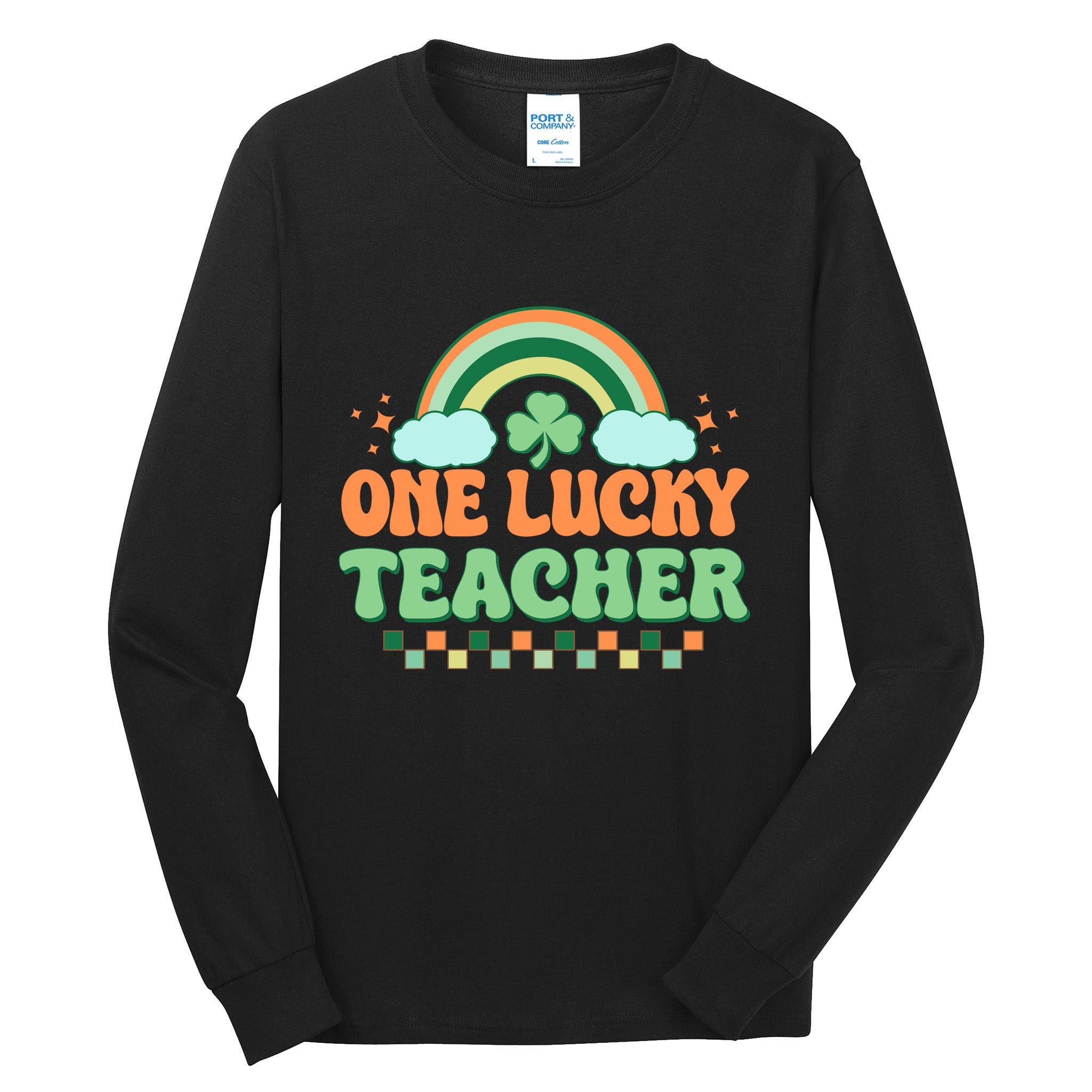 Retro St Patricks Day One Lucky Teacher Tall Long Sleeve T-Shirt