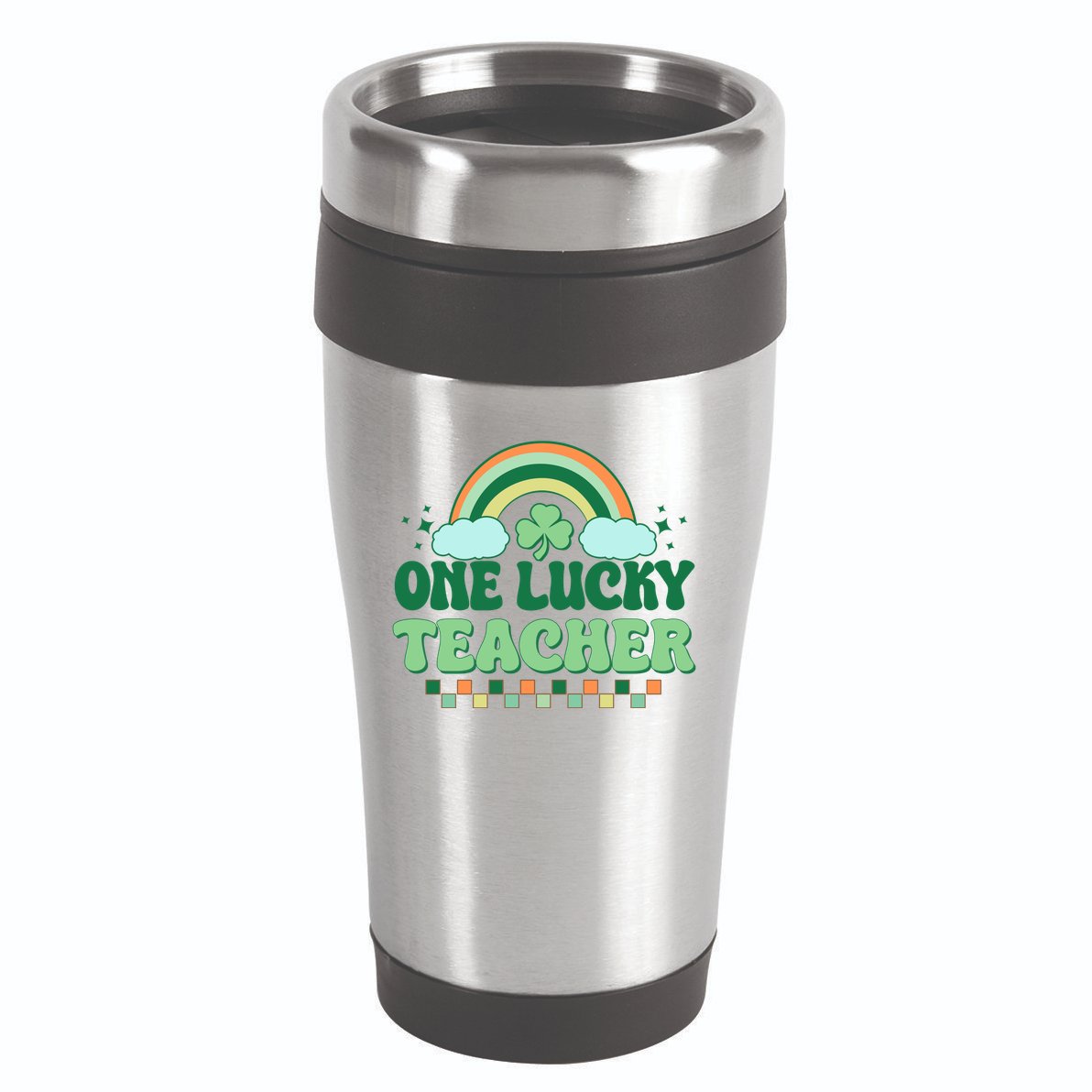 Retro St Patricks Day One Lucky Teacher 16oz Travel Tumbler