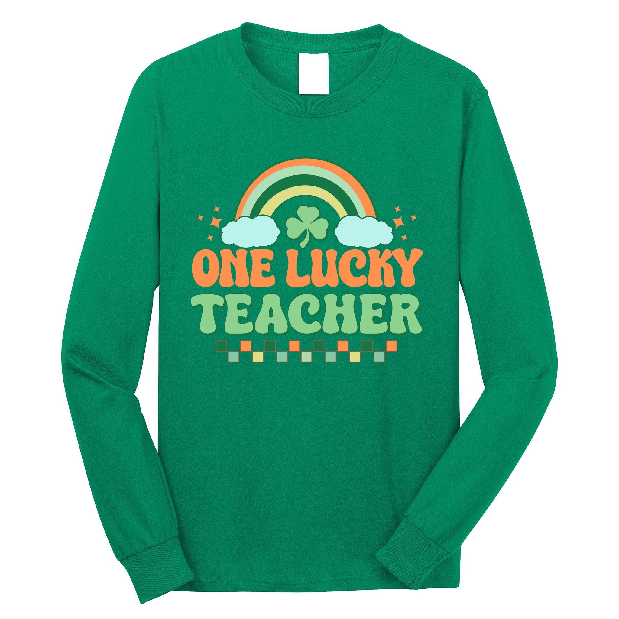 Retro St Patricks Day One Lucky Teacher Long Sleeve Shirt