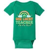 Retro St Patricks Day One Lucky Teacher Baby Bodysuit