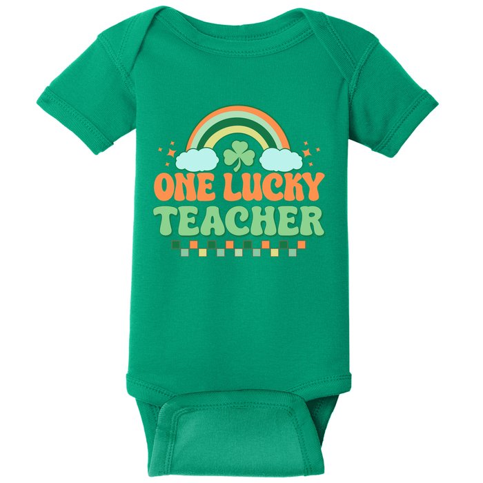 Retro St Patricks Day One Lucky Teacher Baby Bodysuit