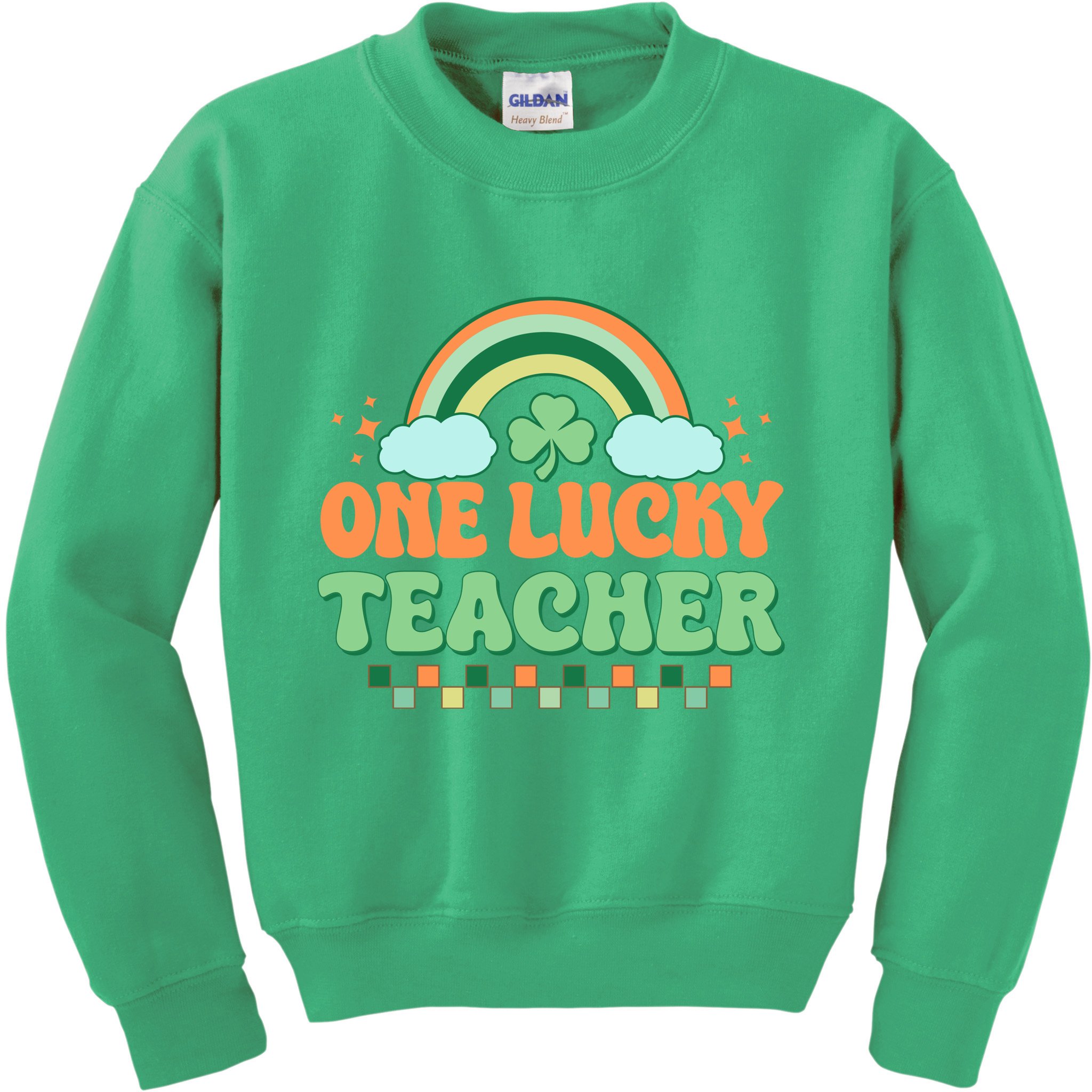 Retro St Patricks Day One Lucky Teacher Kids Sweatshirt