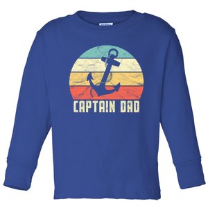 Retro Super Papa Captain Dad Son Daughter Fathers Day Funny Gift Toddler Long Sleeve Shirt