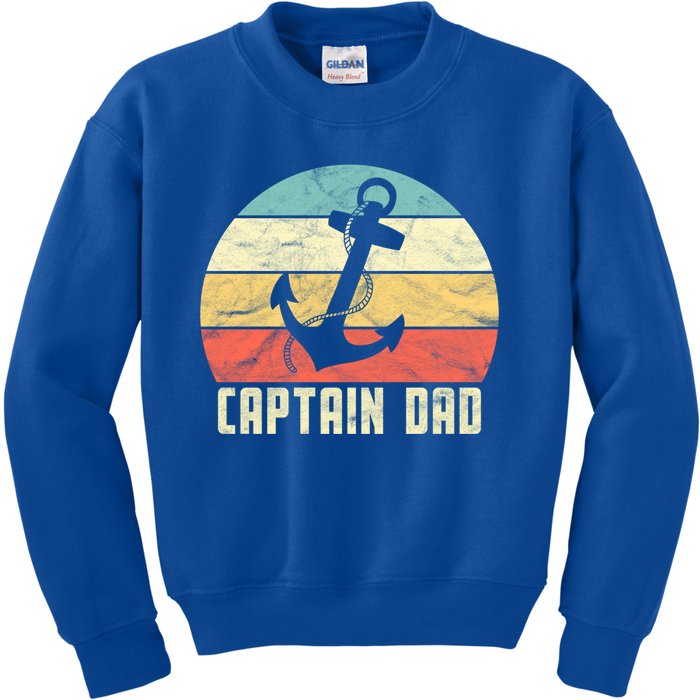 Retro Super Papa Captain Dad Son Daughter Fathers Day Funny Gift Kids Sweatshirt