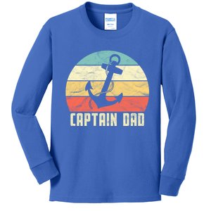 Retro Super Papa Captain Dad Son Daughter Fathers Day Funny Gift Kids Long Sleeve Shirt