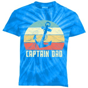 Retro Super Papa Captain Dad Son Daughter Fathers Day Funny Gift Kids Tie-Dye T-Shirt