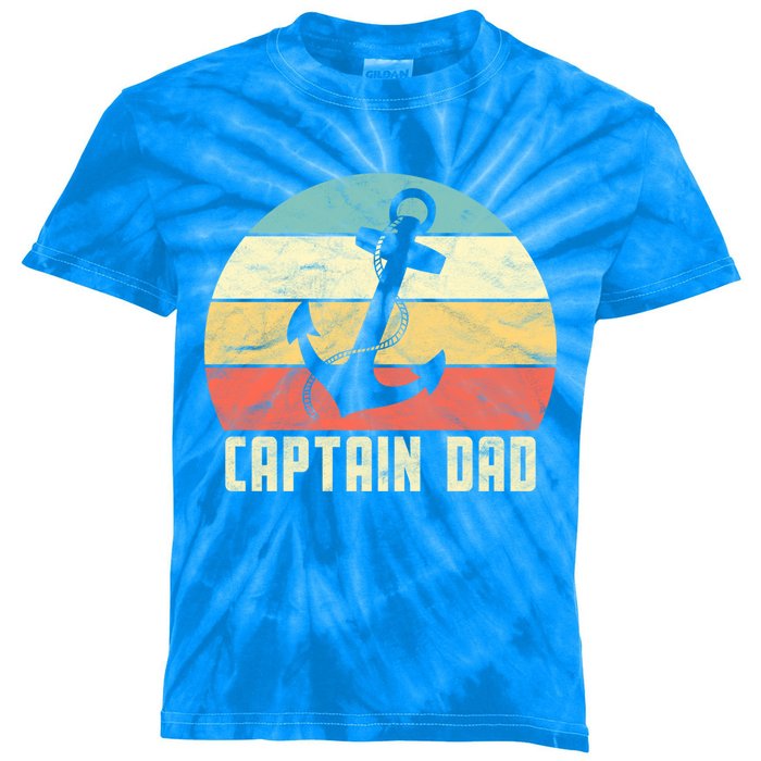 Retro Super Papa Captain Dad Son Daughter Fathers Day Funny Gift Kids Tie-Dye T-Shirt