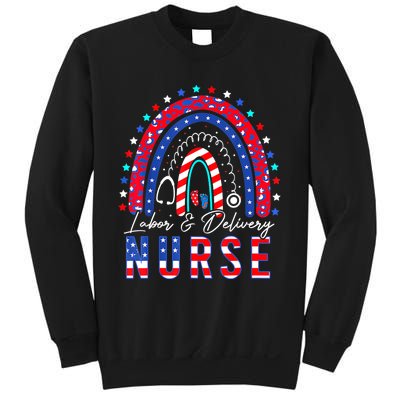 Rainbow Stethoscope Patriotic Labor Delivery Nurse 4th July Sweatshirt