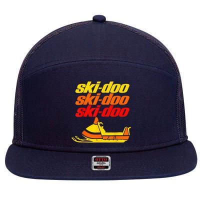 Retro Sport Quote Ski Doo Vintage Snowmobiles Funny Winter 7 Panel Mesh Trucker Snapback Hat