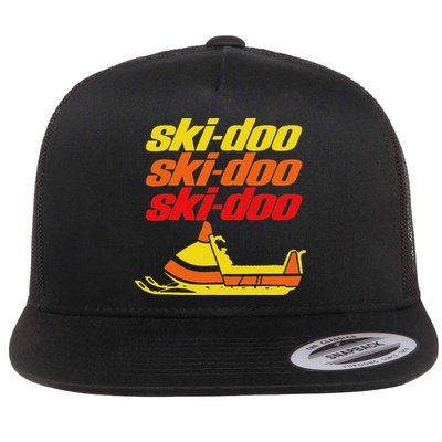 Retro Sport Quote Ski Doo Vintage Snowmobiles Funny Winter Flat Bill Trucker Hat