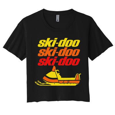 Retro Sport Quote Ski Doo Vintage Snowmobiles Funny Winter Women's Crop Top Tee
