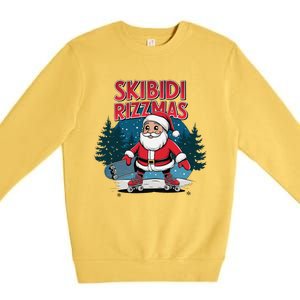 Retro Skibid.I Rizzmas Funny Santa Clause Skating Board Premium Crewneck Sweatshirt